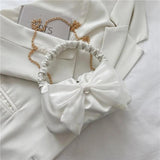 Bow Shoulder Crossbody Chain Pleated Sling Bag for Women