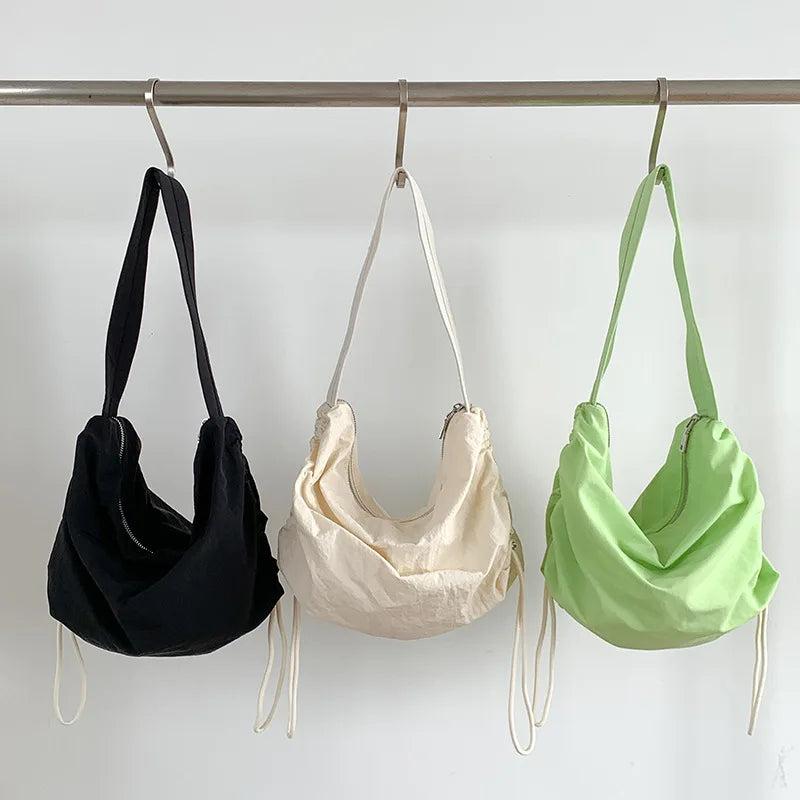 Casual Ruched Hobos Women Shoulder Bags Drawstring Lady Handbags