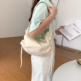 Casual Ruched Hobos Women Shoulder Bags Drawstring Lady Handbags