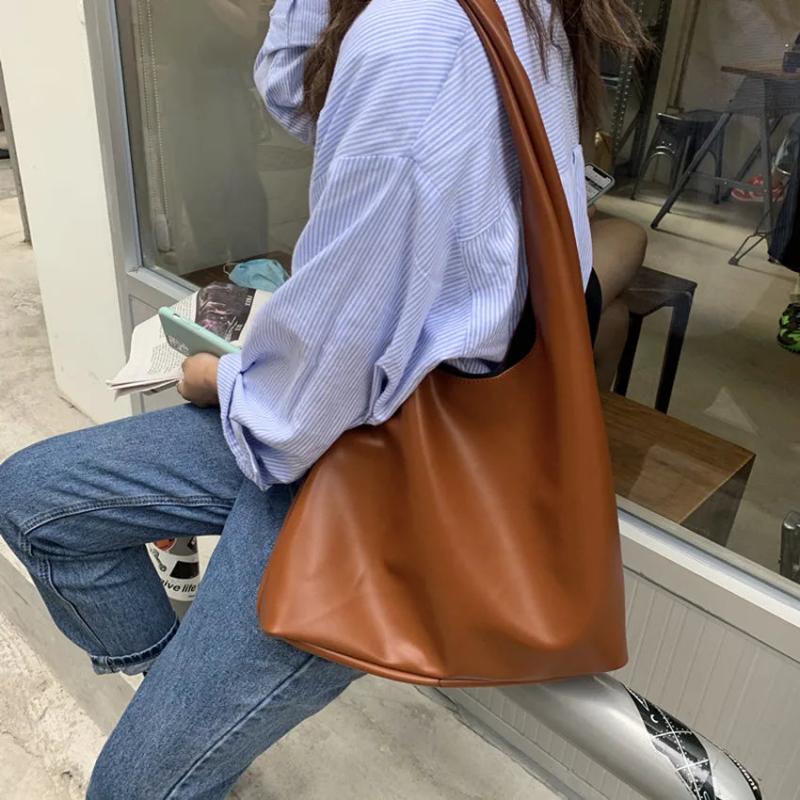 Casual Women Shoulder Bag PU Leather Tote Handbag Soft Lady Purse Bags