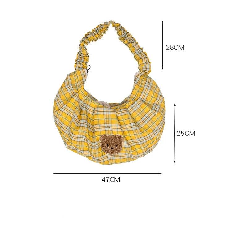Casual Shoulder Bag with Bear Pattern