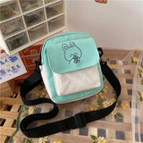 Cartoon Printed Canvas Small Shoulder Bag