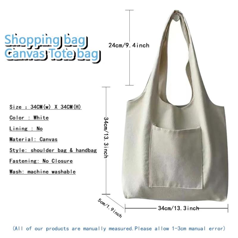 Cartoon Print Canvas Vest Shoulder Bag Big Capacity Shopping Bags