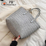 Casual Women Hand-Woven Large Rattan Straw Shoulder Bag