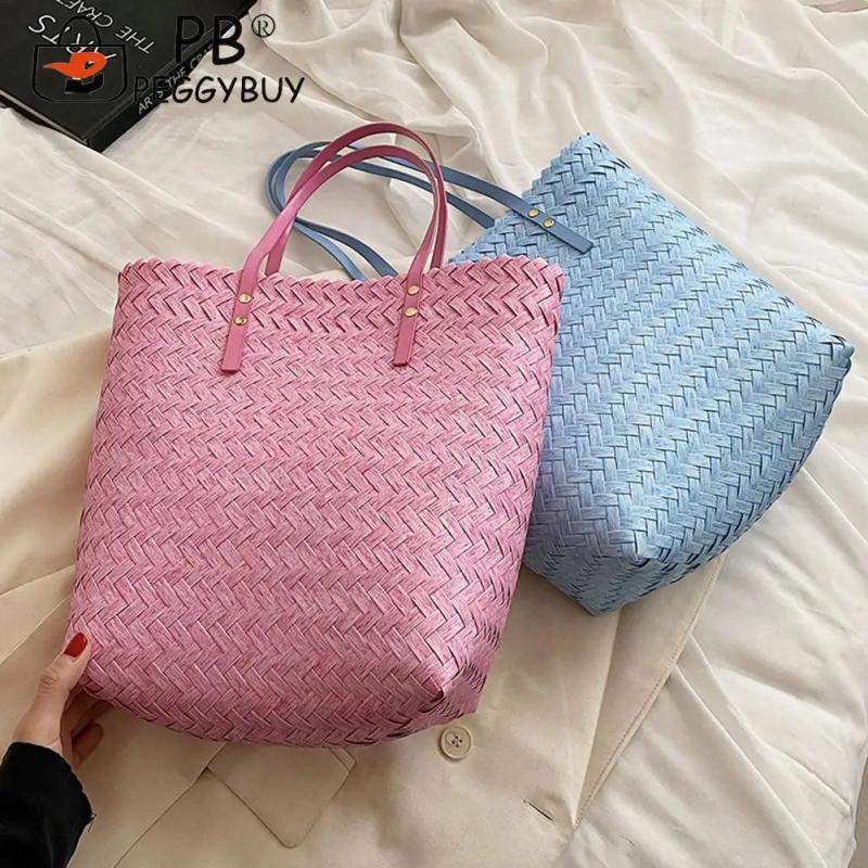 Casual Women Hand-Woven Large Rattan Straw Shoulder Bag