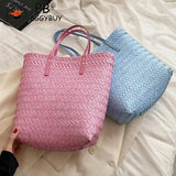 Casual Women Hand-Woven Large Rattan Straw Shoulder Bag