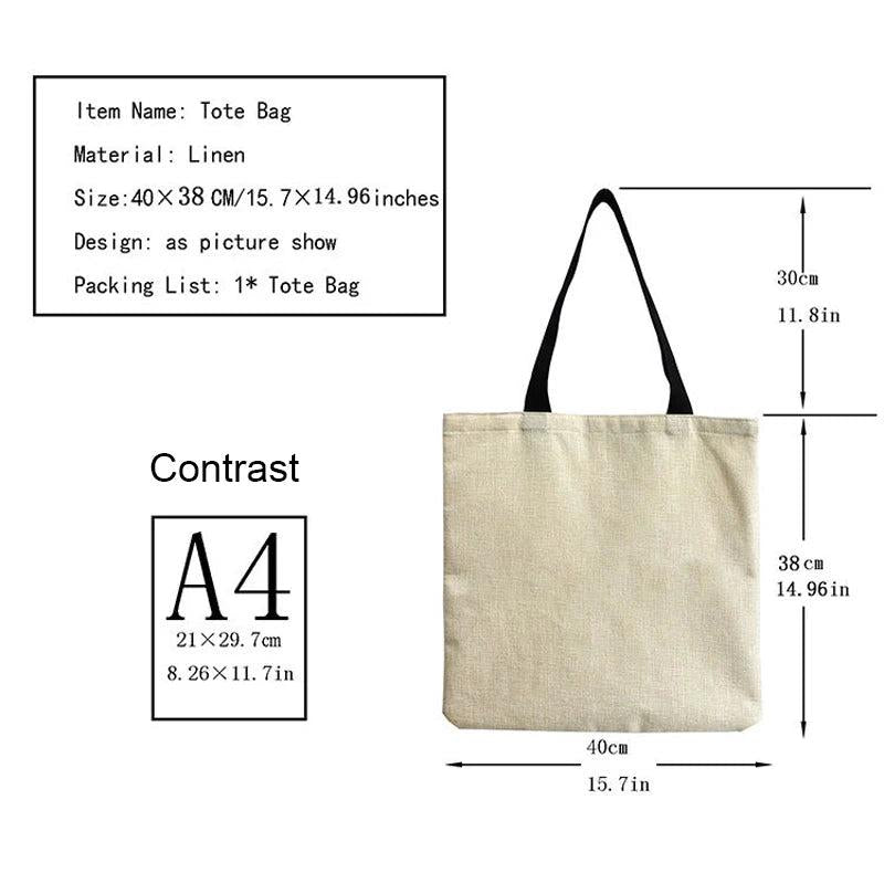 Cartoon Insect Printed Linen Beach Shoulder Bag Female Leisure Shopping Bag