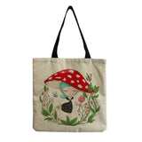 Cartoon Mushroom Printed Reusable Shoulder Bag for Groceries