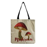 Cartoon Mushroom Printed Reusable Shoulder Bag for Groceries