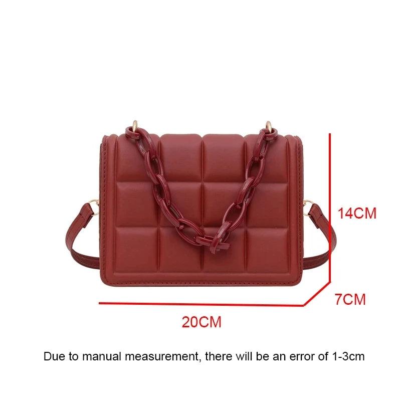 Casual Ladies Mini Handbags Checkered PU Leather Crossbody Purse