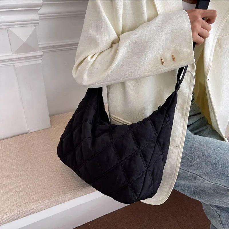 Casual Women Handbag Soft Cotton Shoulder Bags Solid Shopping Crossbody B