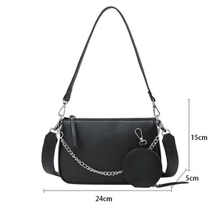 Chic PU Leather Shoulder Bag with Chains, Crossbody