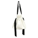 Casual Shoulder Bag Canvas Lady's Bag Large Drawstring Foldable Shopping Bag