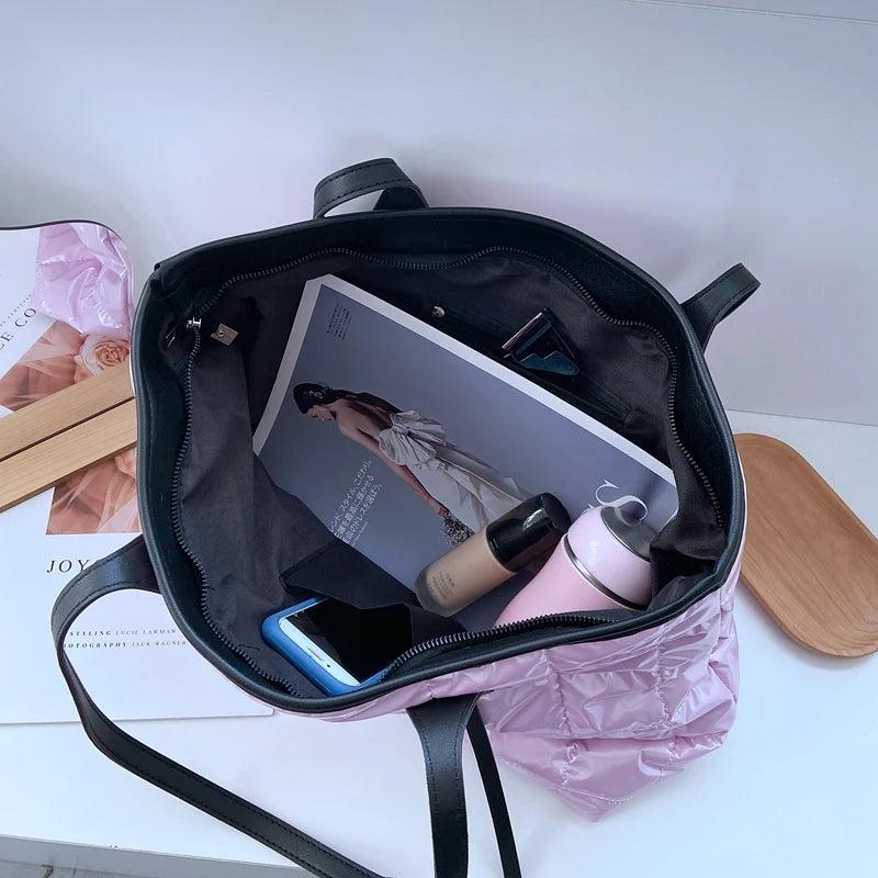 Casual Quilted Large Capacity Tote Shoulder Bags Winter Handbags