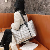 Casual Quilted Large Capacity Tote Shoulder Bags Winter Handbags