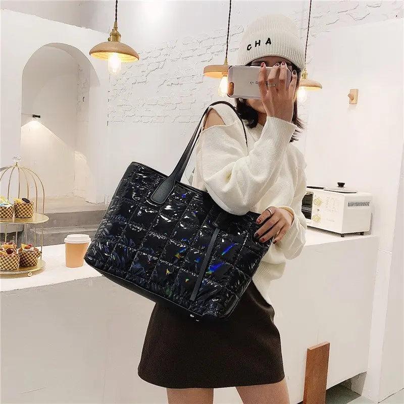 Casual Quilted Large Capacity Tote Shoulder Bags Winter Handbags