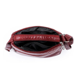 Casual Soft Leather Crossbody Bag with Multiple Pockets for Women