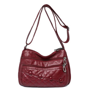 Casual Soft Leather Crossbody Bag with Multiple Pockets for Women