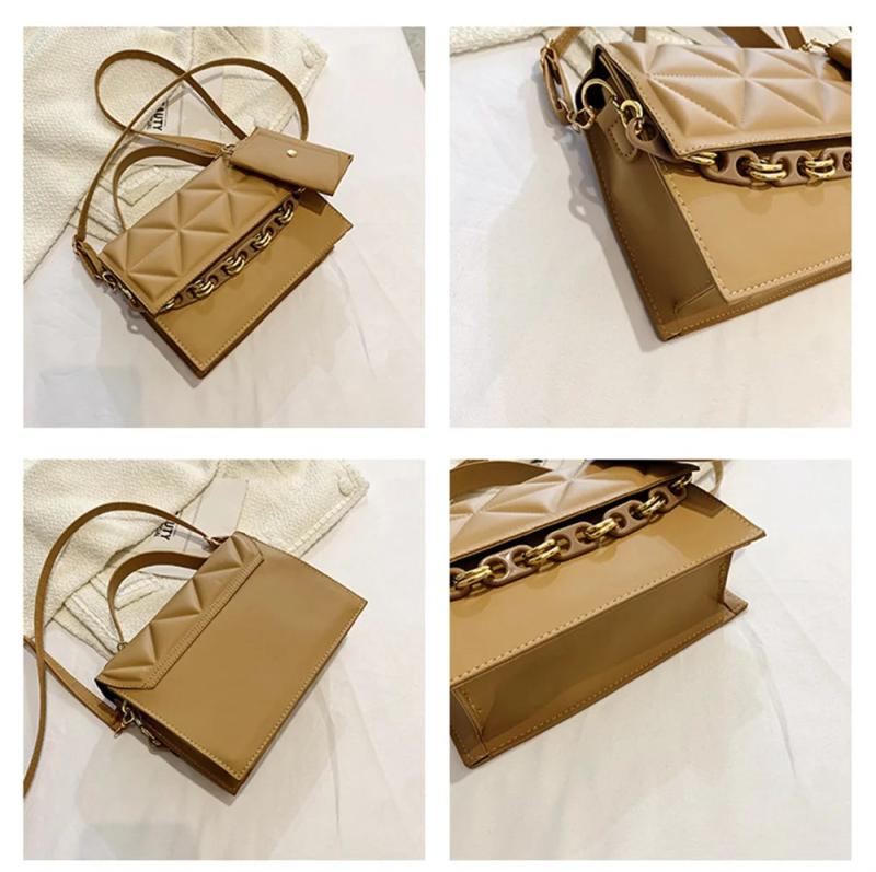 Casual Chain Crossbody Bag PU Leather Shoulder Handbag Messenger Bag