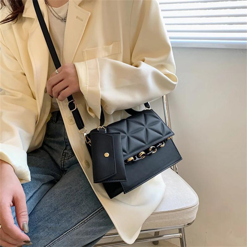 Casual Chain Crossbody Bag PU Leather Shoulder Handbag Messenger Bag