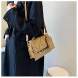 Casual Chain Crossbody Bag PU Leather Shoulder Handbag Messenger Bag