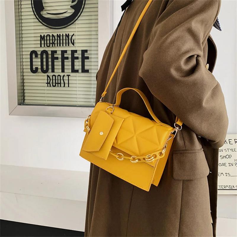 Casual Chain Crossbody Bag PU Leather Shoulder Handbag Messenger Bag