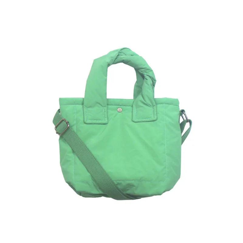 Casual Cotton Bucket Bags Women Colorful Handbags Space Pad Feather Shoulder