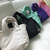 Casual Cotton Bucket Bags Women Colorful Handbags Space Pad Feather Shoulder