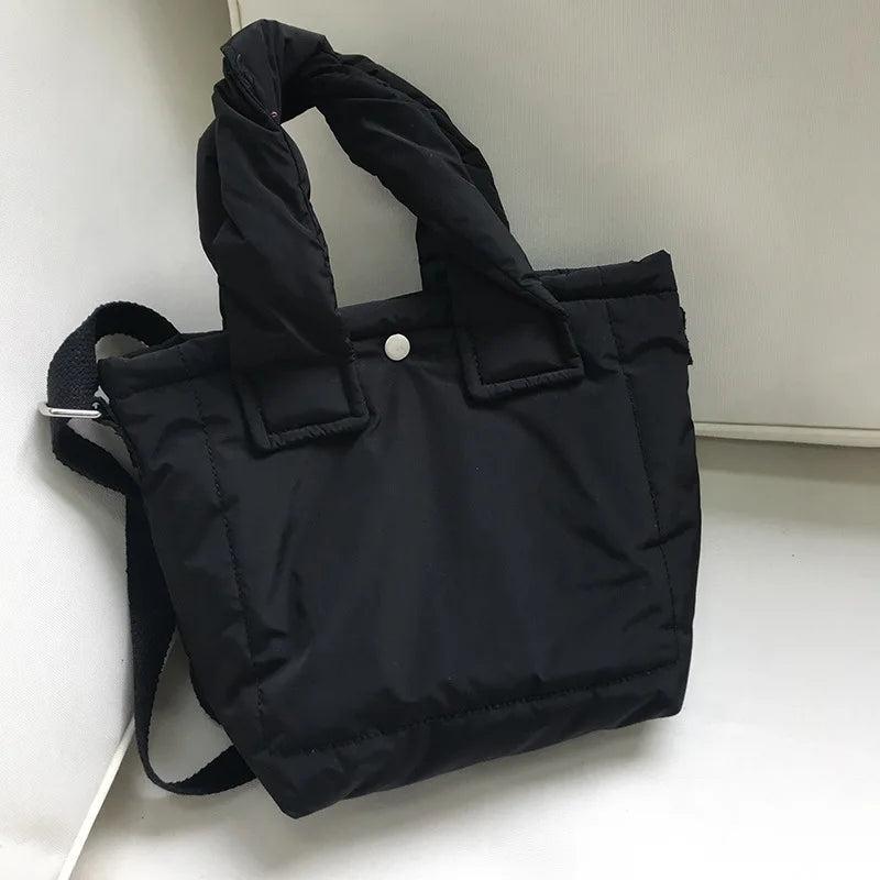 Casual Cotton Bucket Bags Women Colorful Handbags Space Pad Feather Shoulder