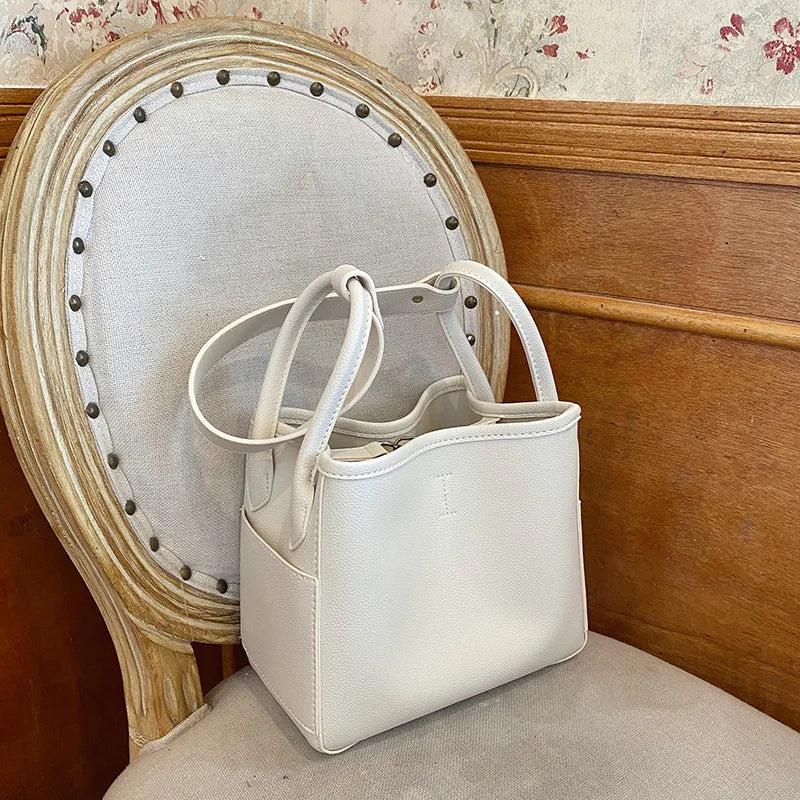 Bucket Bag PU Leather Shoulder Large Totes Solid Handbag