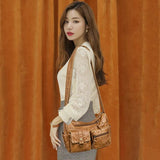 Brown Soft Leather Shoulder Bag Woman Crossbody Messenger Large bolsa f