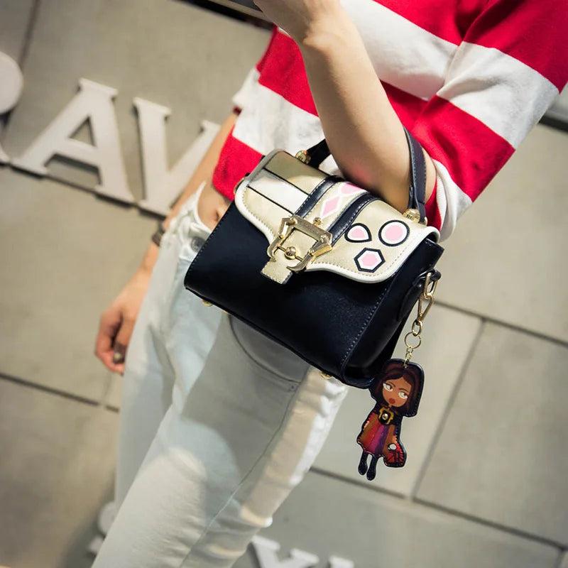 Cartoon Pendant Tote Bag Handbag Hit Printing Small Square Bag