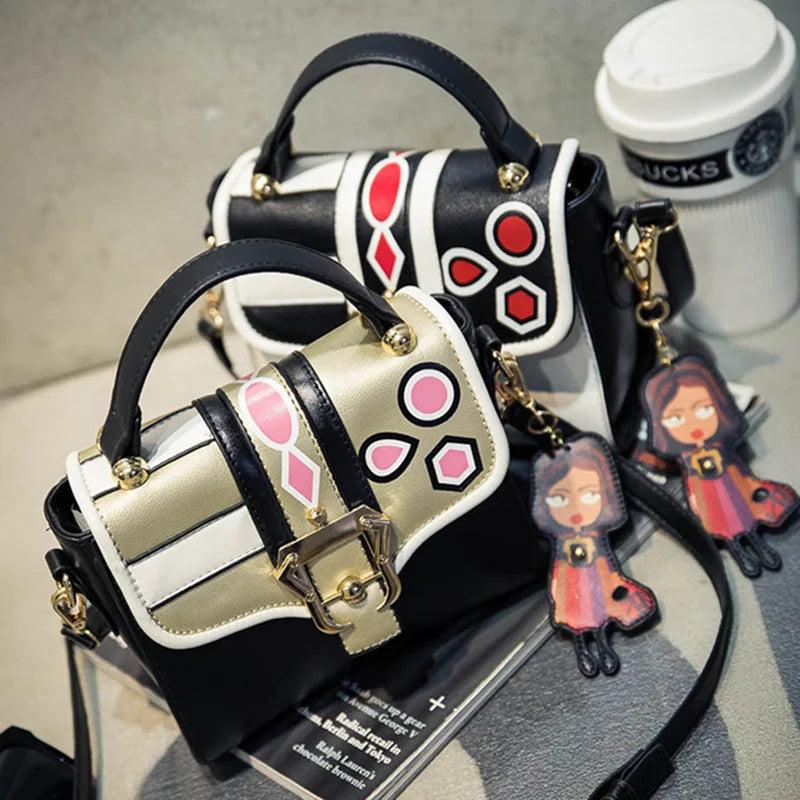 Cartoon Pendant Tote Bag Handbag Hit Printing Small Square Bag