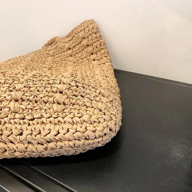 Casual Hand-Woven Women's Shoulder Bags Bohemian Solid Straw Beach Totes
