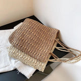 Casual Hand-Woven Women's Shoulder Bags Bohemian Solid Straw Beach Totes