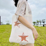 Casual Knitted Star Pattern Women Shoulder Bags Wollen Lady Handbags