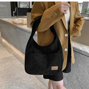 Casual Corduroy Women Shoulder Bag Large Capacity Totes Lady Handbag