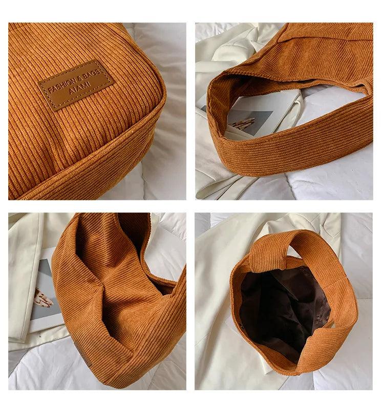 Casual Corduroy Women Shoulder Bag Large Capacity Totes Lady Handbag