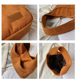Casual Corduroy Women Shoulder Bag Large Capacity Totes Lady Handbag