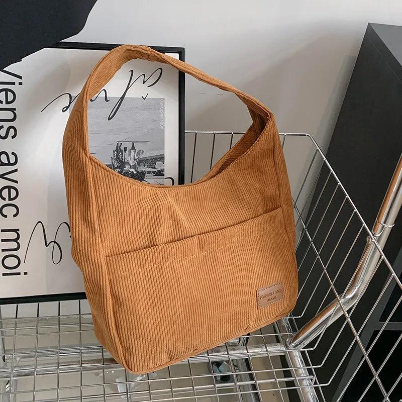 Casual Corduroy Women Shoulder Bag Large Capacity Totes Lady Handbag