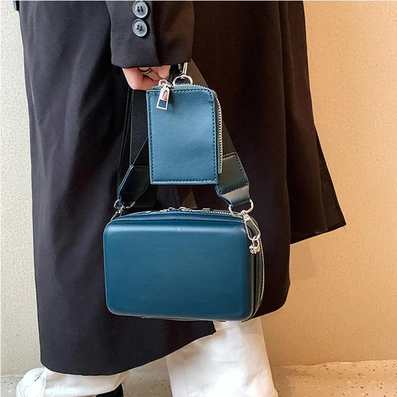 Box Bags Women High PU Leather Shoulder Crossbody Bag Handbags
