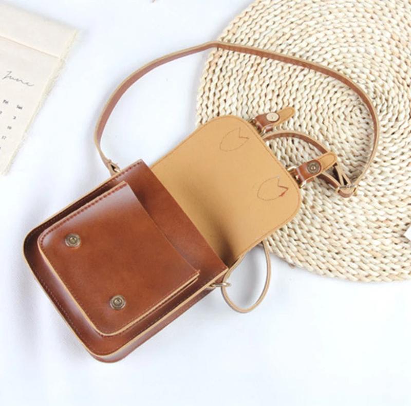 Bow Handbag PU Leather Women's Shoulder Crossbody Bags Ladies Small Handbags