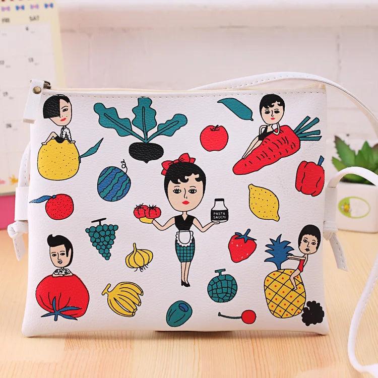 Cartoon Printed Women Graffiti Handbag Mini Crossbody Shoulder Bag
