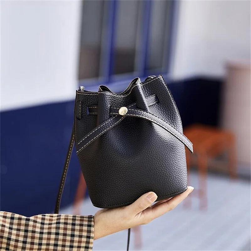 Bucket Shoulder Bag Women Drawstring Crossbody Bag