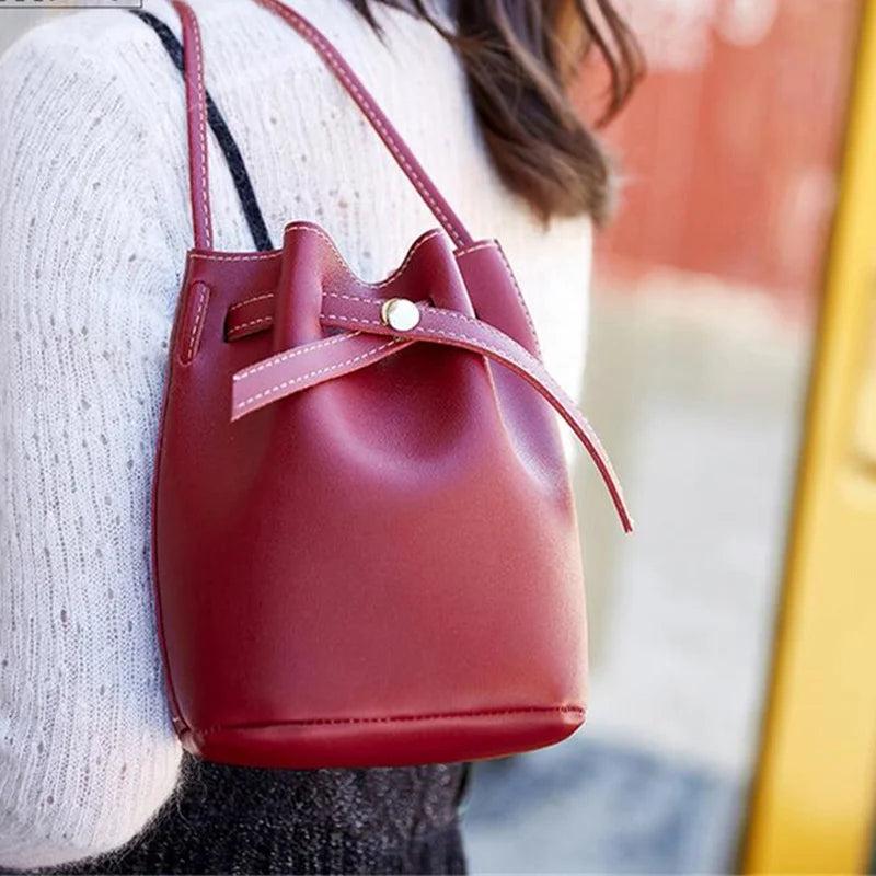 Bucket Shoulder Bag Women Drawstring Crossbody Bag