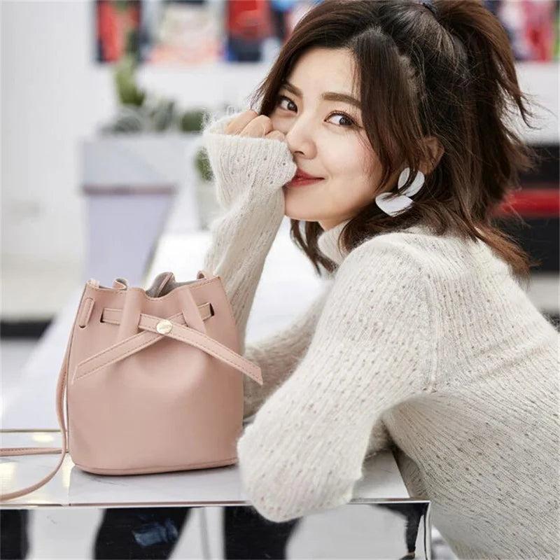 Bucket Shoulder Bag Women Drawstring Crossbody Bag