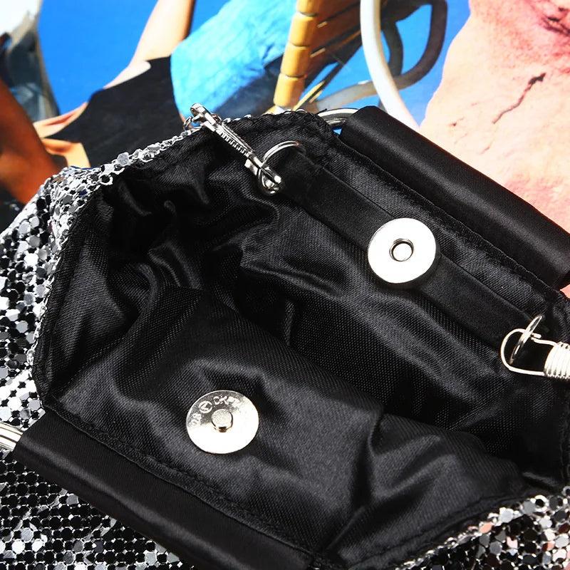 Cat Leopard Sequin Evening Bag Chain Messenger Bag