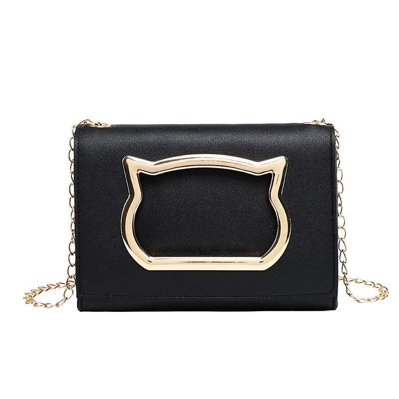 Cartoon Handbags Women Shoulder Mini Crossbody Bag Metal Cat Strap Female Clutch