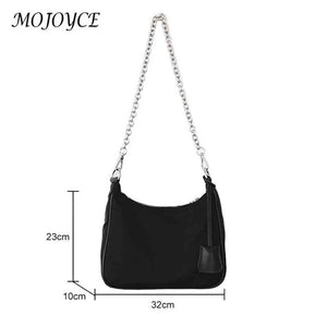 Casual Women Messenger Bags Nylon Chain Crossbody Handbags 3 in 1 Underarm Bag