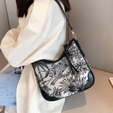 Casual Canvas Bag Embroidery Chain Messenger Women Large Capacity Handbags